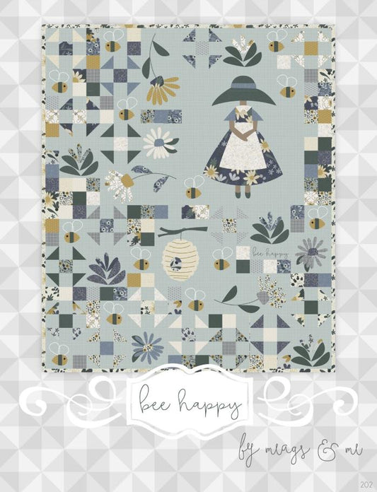 Bee Happy Pattern by meags & me. Finished size approximately 40" x 52"