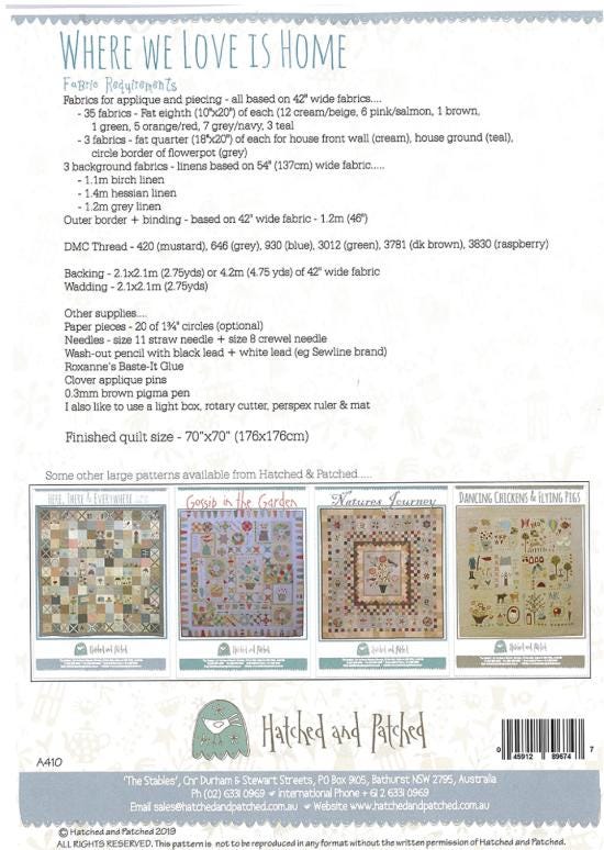 Where We Love is Home Quilt Pattern BOM - 70" x 70"