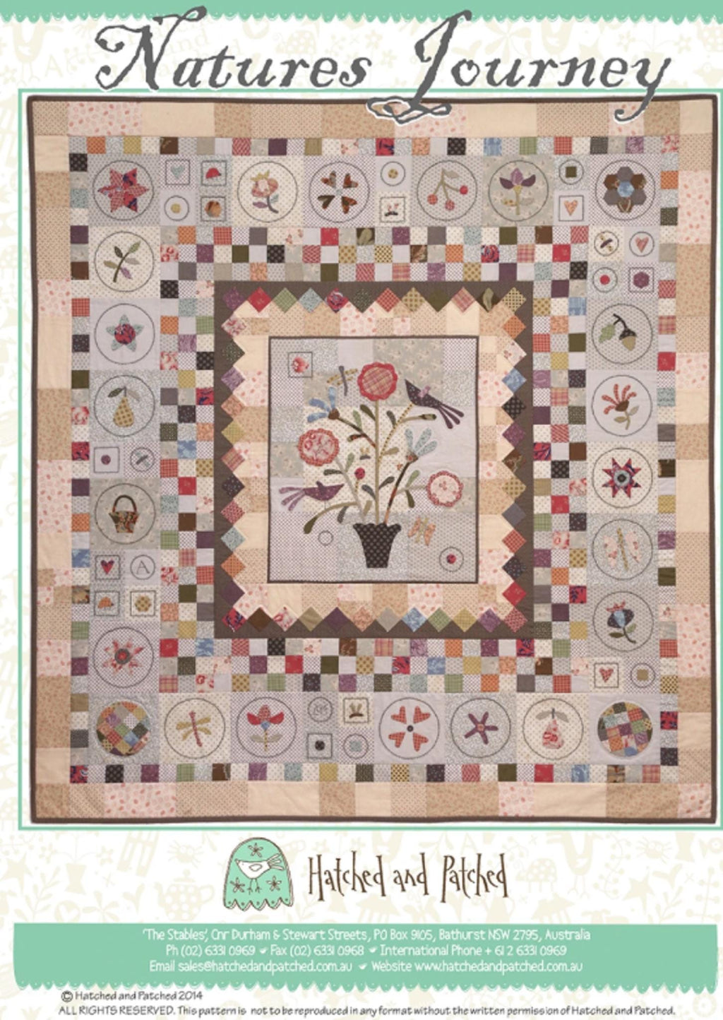 Nature's Journey Quilt Pattern by Anni Downs - finished size 57.5" x 60.5". for Hatched and Patched.