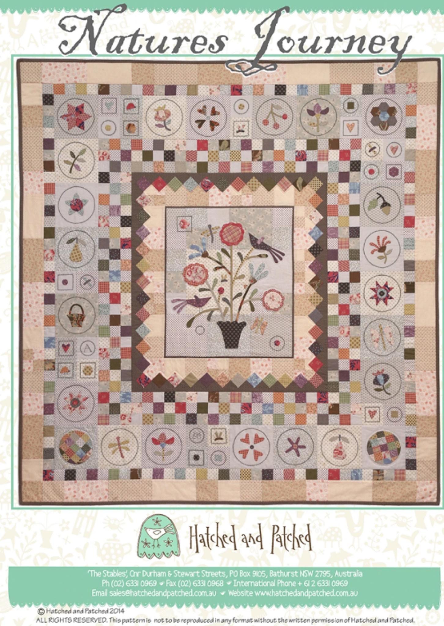 Nature's Journey Quilt Pattern by Anni Downs - finished size 57.5" x 60.5". for Hatched and Patched.