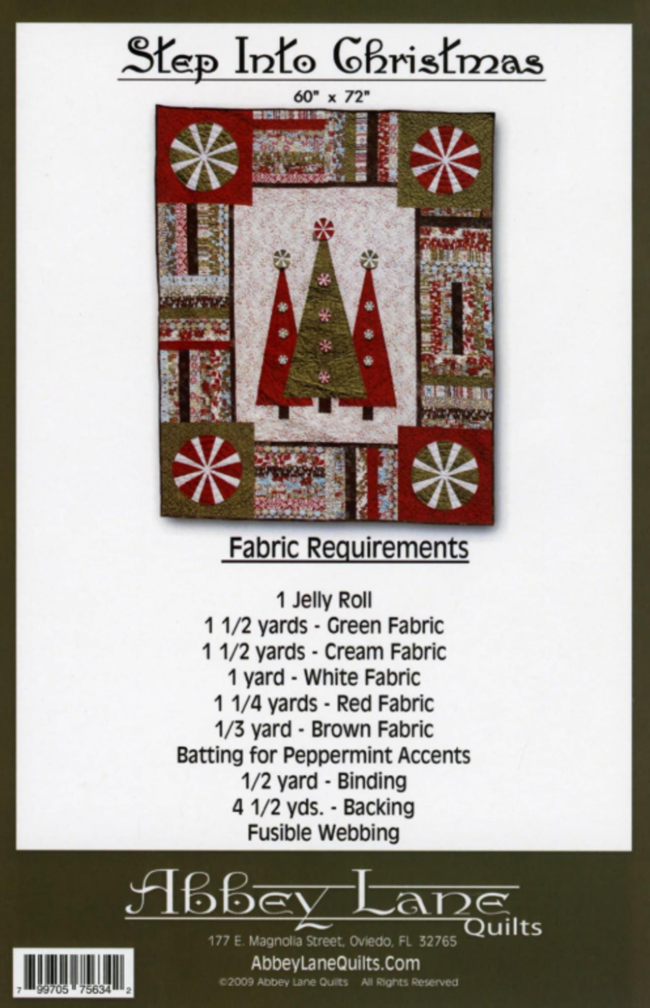 Step Into Christmas Quilt Pattern: Abbey Lane Quilts 60" x 72"