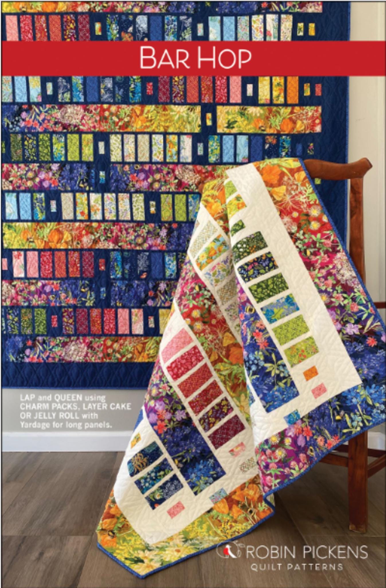 Bar Hop Quilt Pattern by Robin Pickens: Lap & Queen Sizes