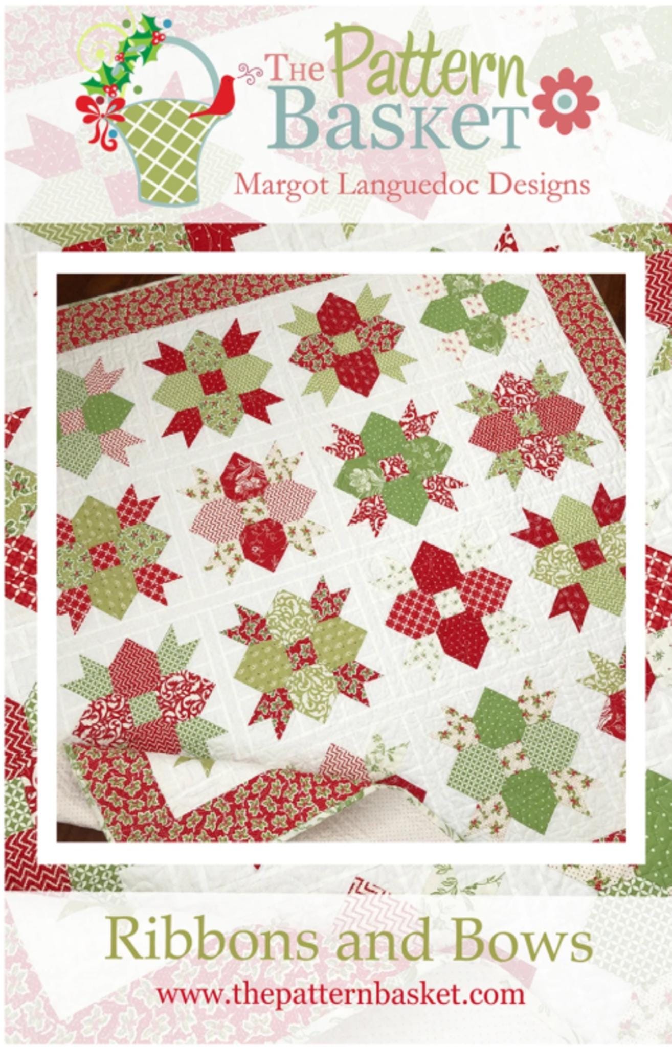 Ribbons and Bows Quilt Pattern by Margot Languedoc from Pattern Basket - 57.75" square