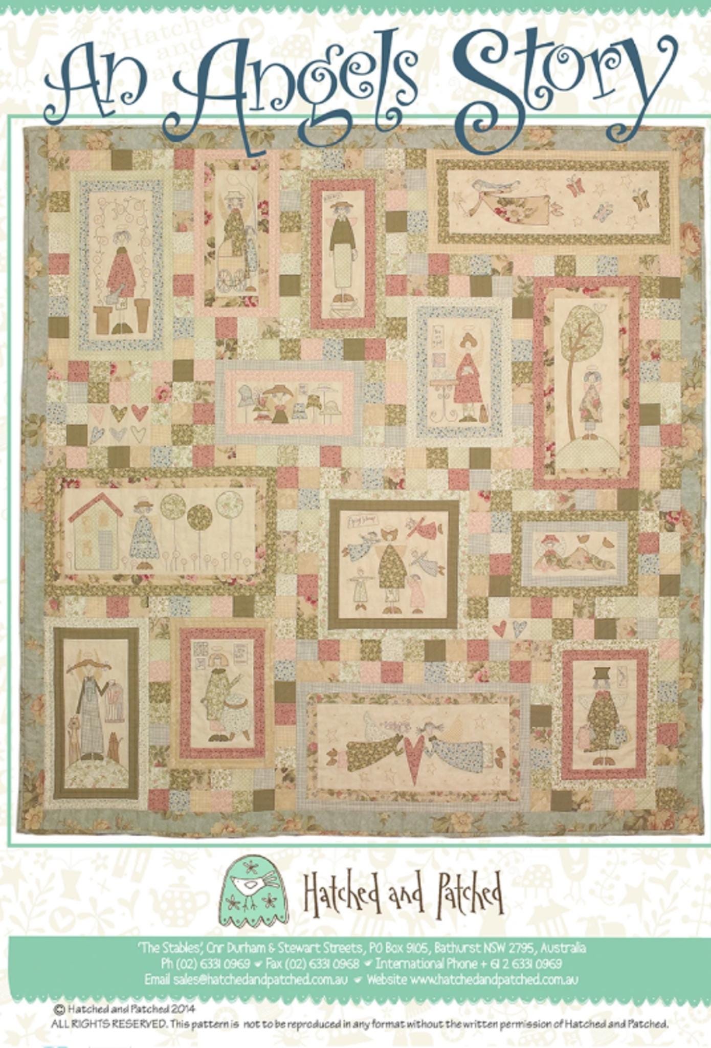 An Angel Story Quilt Pattern by Anni Downs - finished size 65" x 67".  for Hatched and Patched.