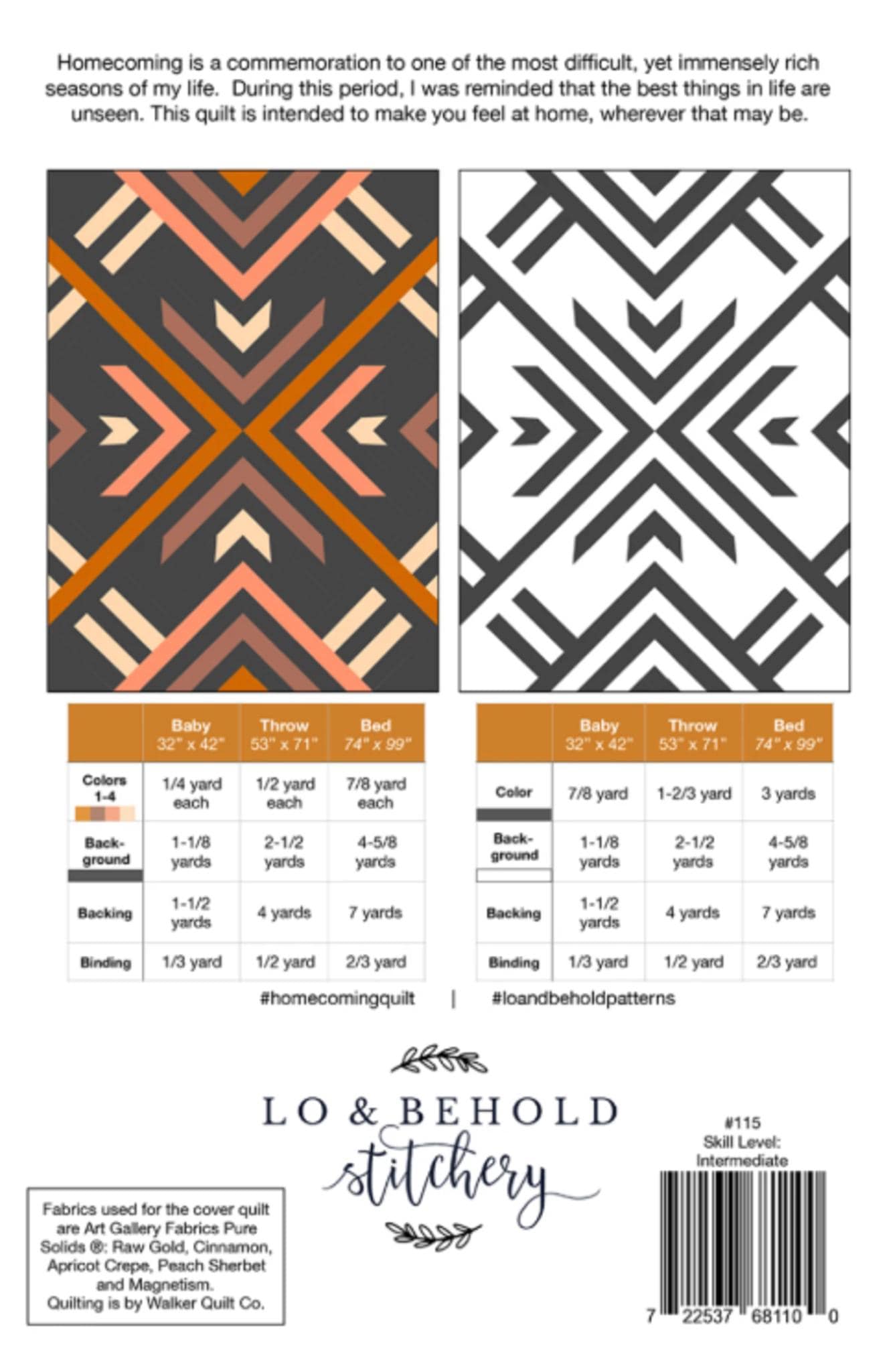 Homecoming Quilt Pattern by Brittany Lloyd - 3 sizes included