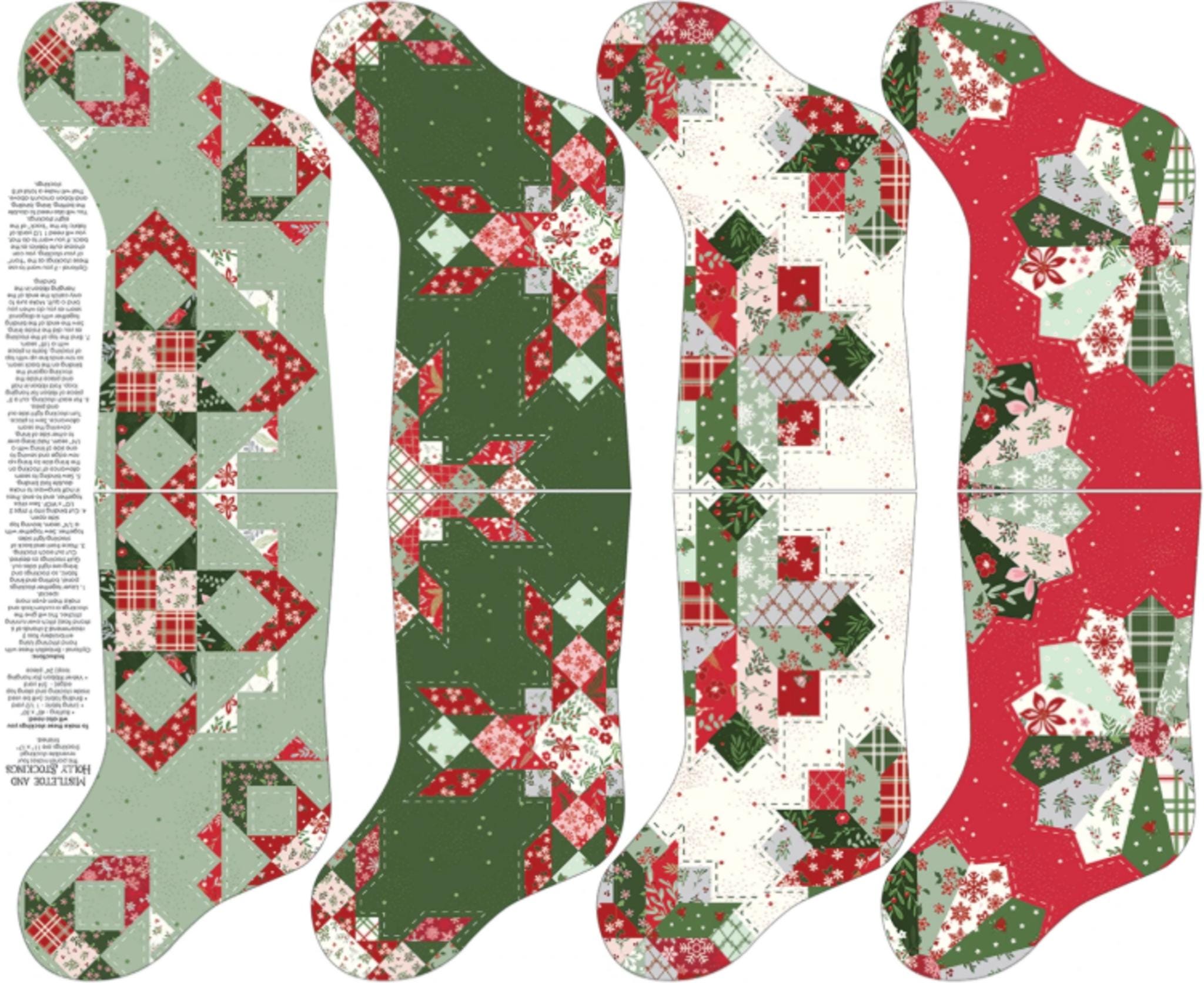 Mistletoe & Holly Stocking Panel - beautiful large stocking!