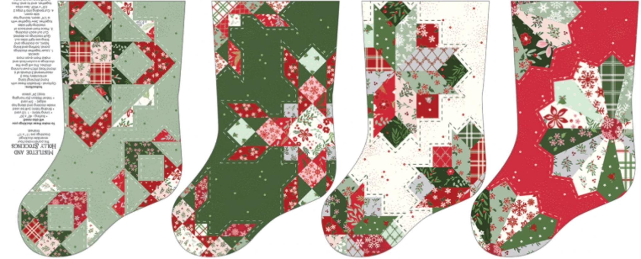 Mistletoe & Holly Stocking Panel - beautiful large stocking!
