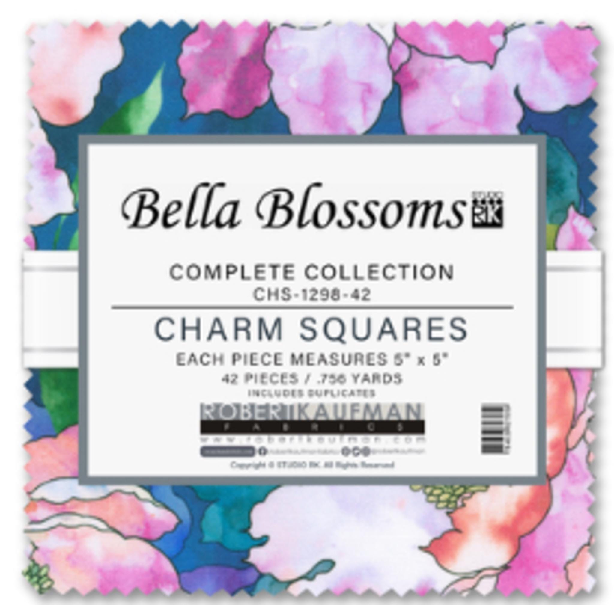 Bella Blossoms Charm Pack: 42 Quilt Squares, Studio RK Robert Kaufman