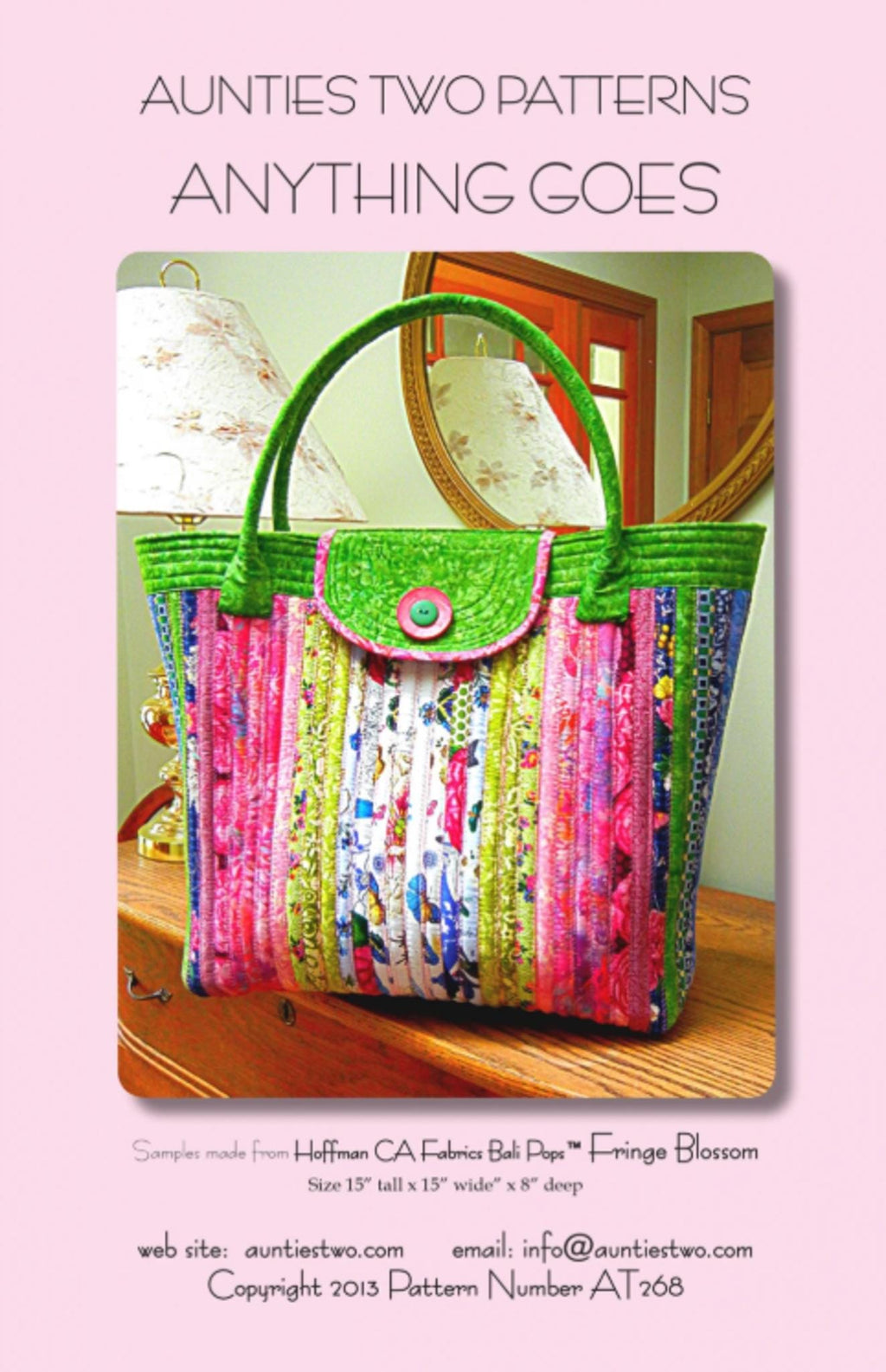 Anything Goes Tote Bag Pattern: Aunties Two, Large DIY Project (15x15x8in)