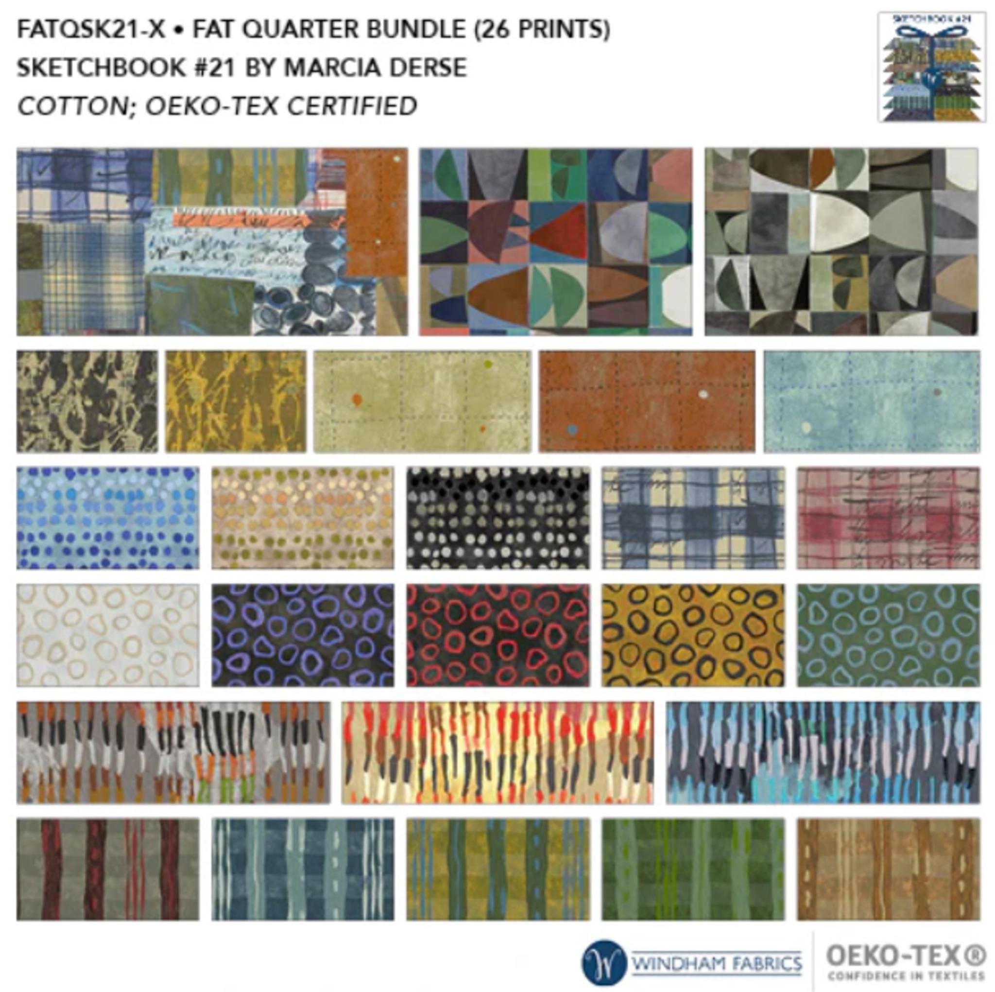 Sketchbook 21 Fat Quarters - 26 piece bundle by Marcia Derse
