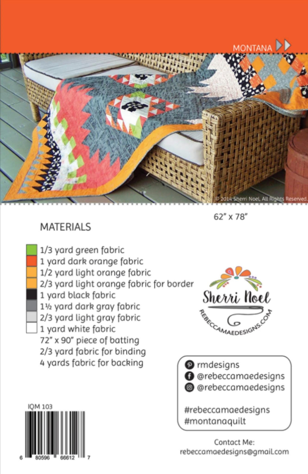Montana Quilt Pattern from Rebecca Mae Designs by Sherri Noel
