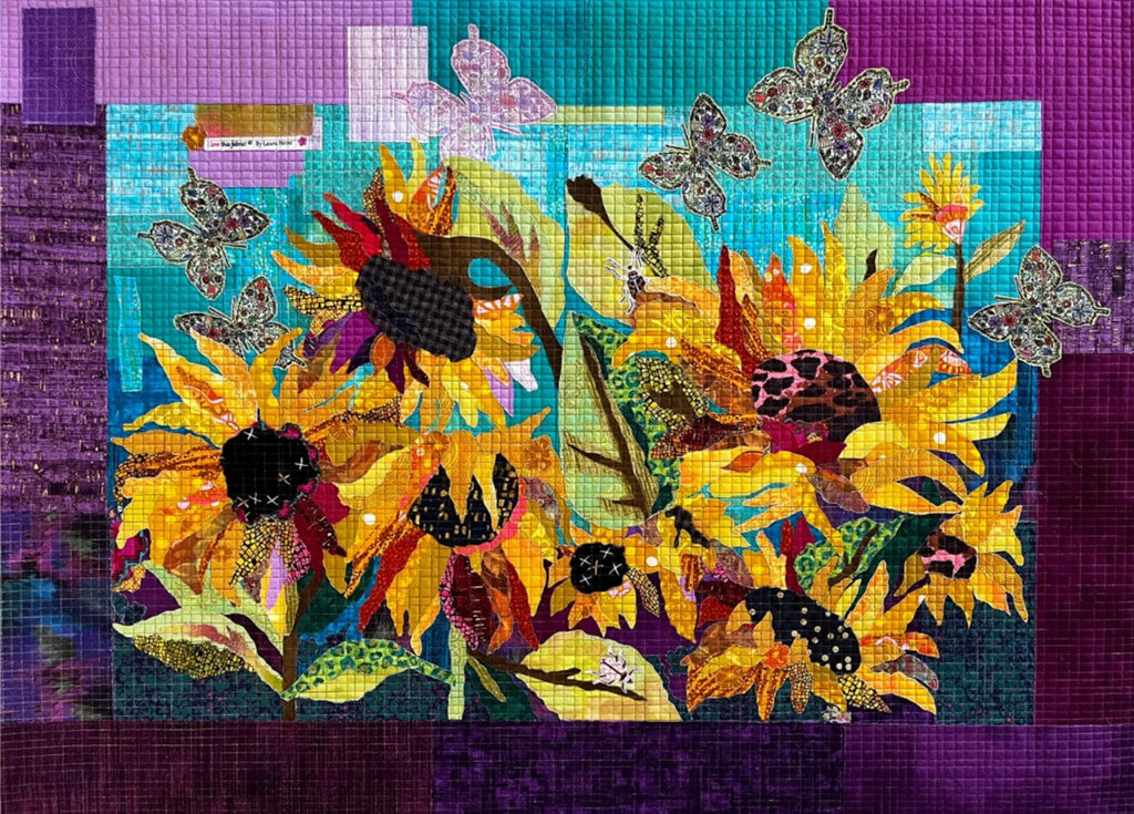 Facing the Sun-Sunflower Collage Quilt Pattern by Laura Heine (44x32 inches)