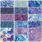 Metallic Gold Floral Fat Quarters - Benartex Kanvax - 17 Piece Set