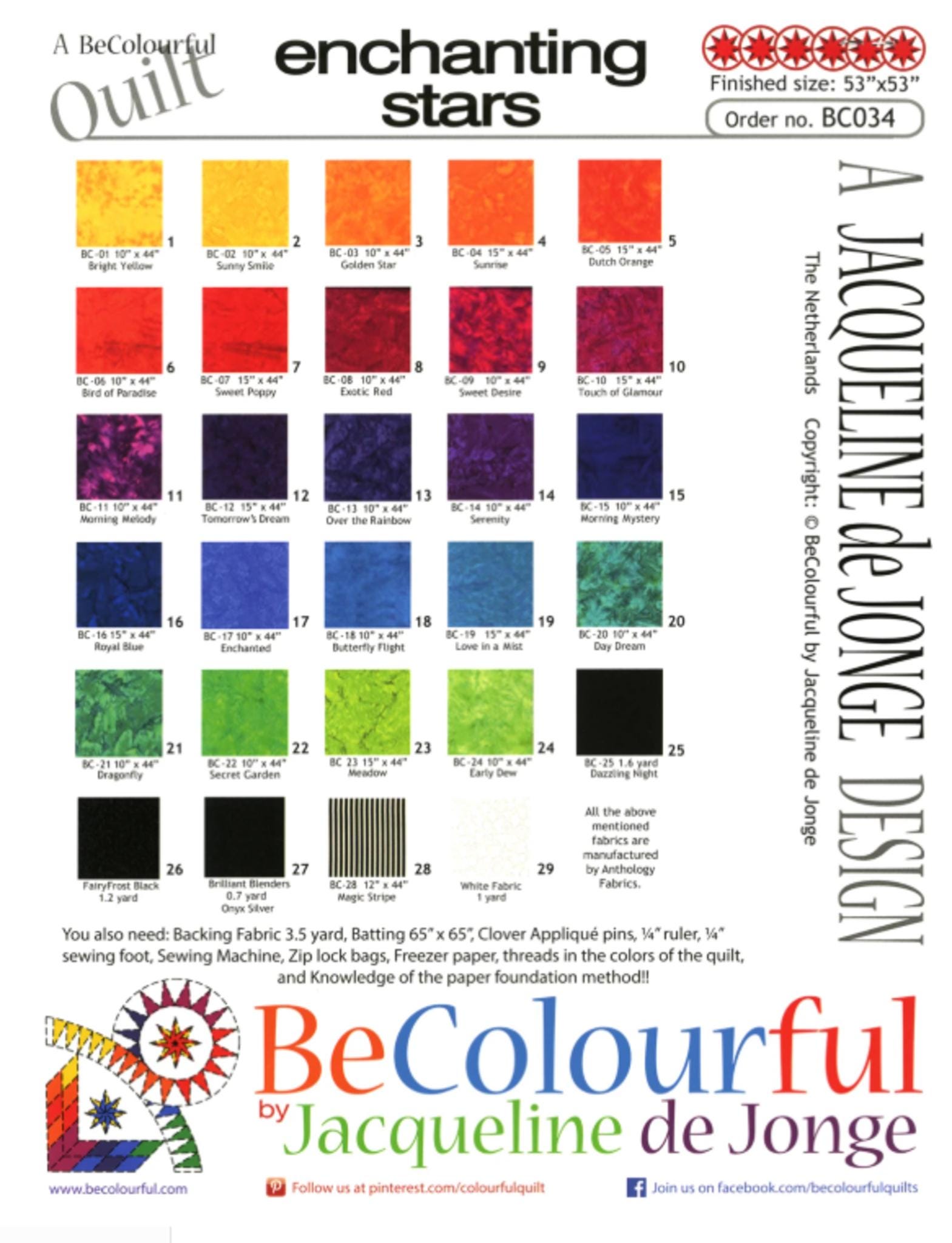 Enchanting Stars Quilt Pattern by BeColourful: Foundation Papers Included