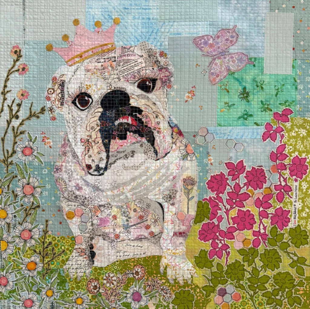 My Girl Bulldog Collage Quilt Pattern by Laura Heine - Finished size approximately 24" w x 24" h