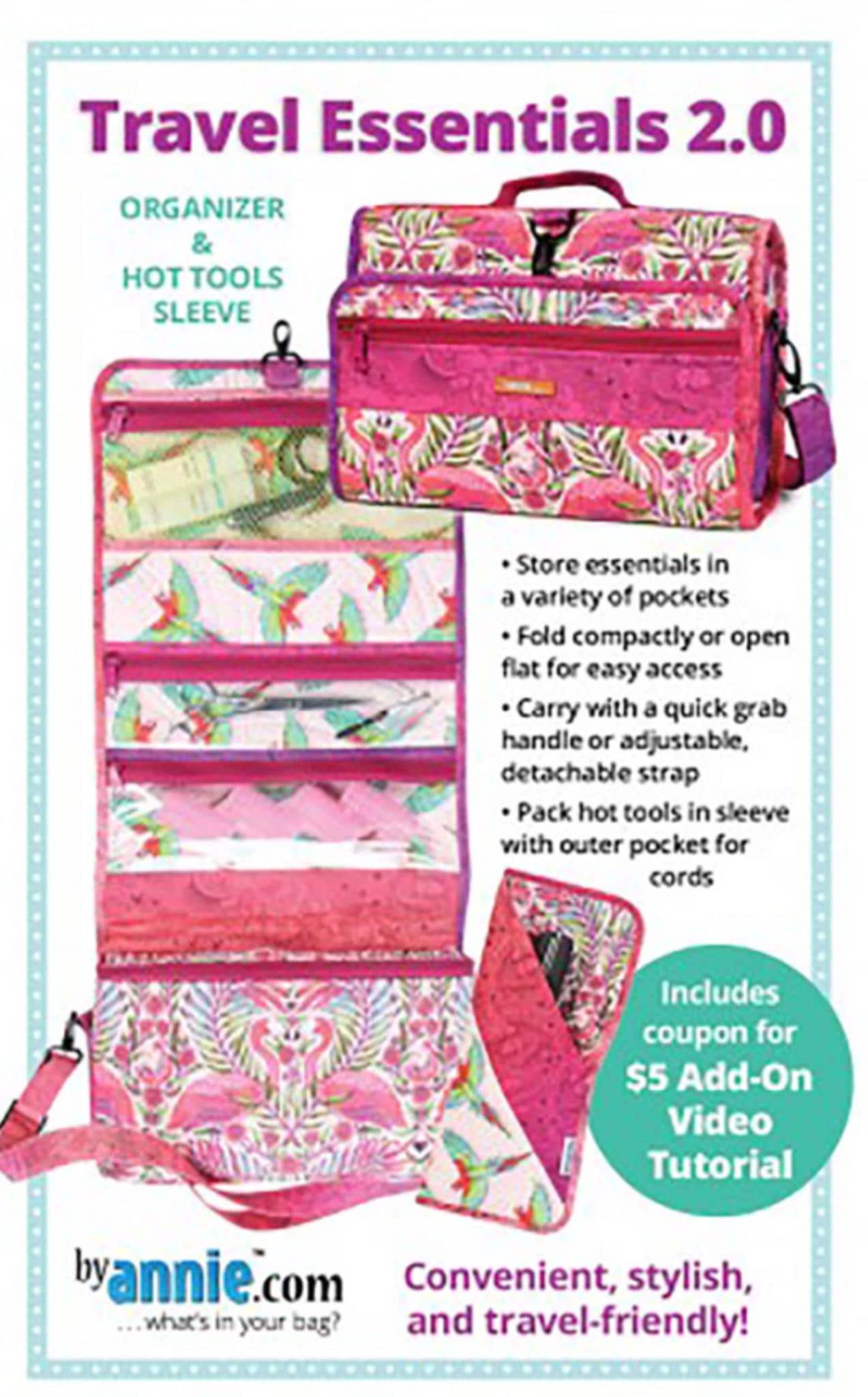 Travel Essentials Organizer Pattern: Fold-Up Design & Hot Tools Sleeve
