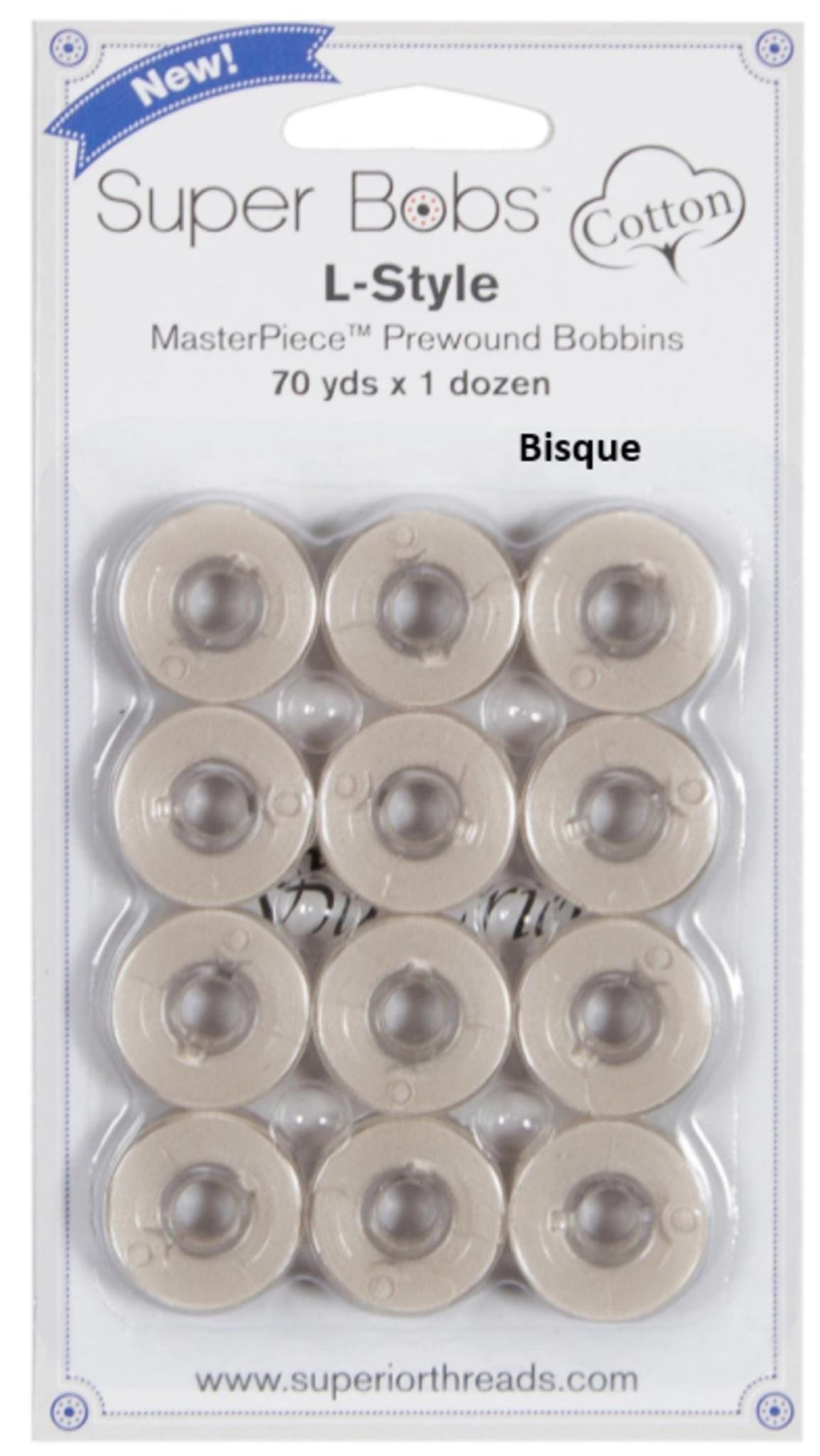 Super Bobs Cotton L-Style Bobbin from Superior Threads - 12 Count, 70 yards each