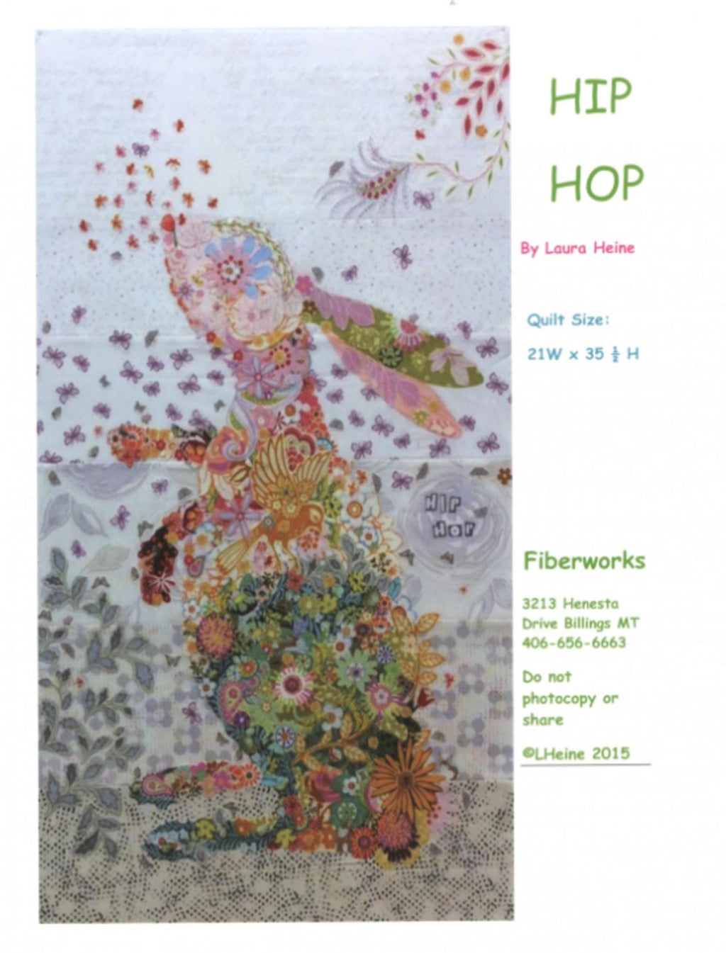 Hip Hop Bunny Collage Quilt Pattern by Laura Heine (22" x 35")
