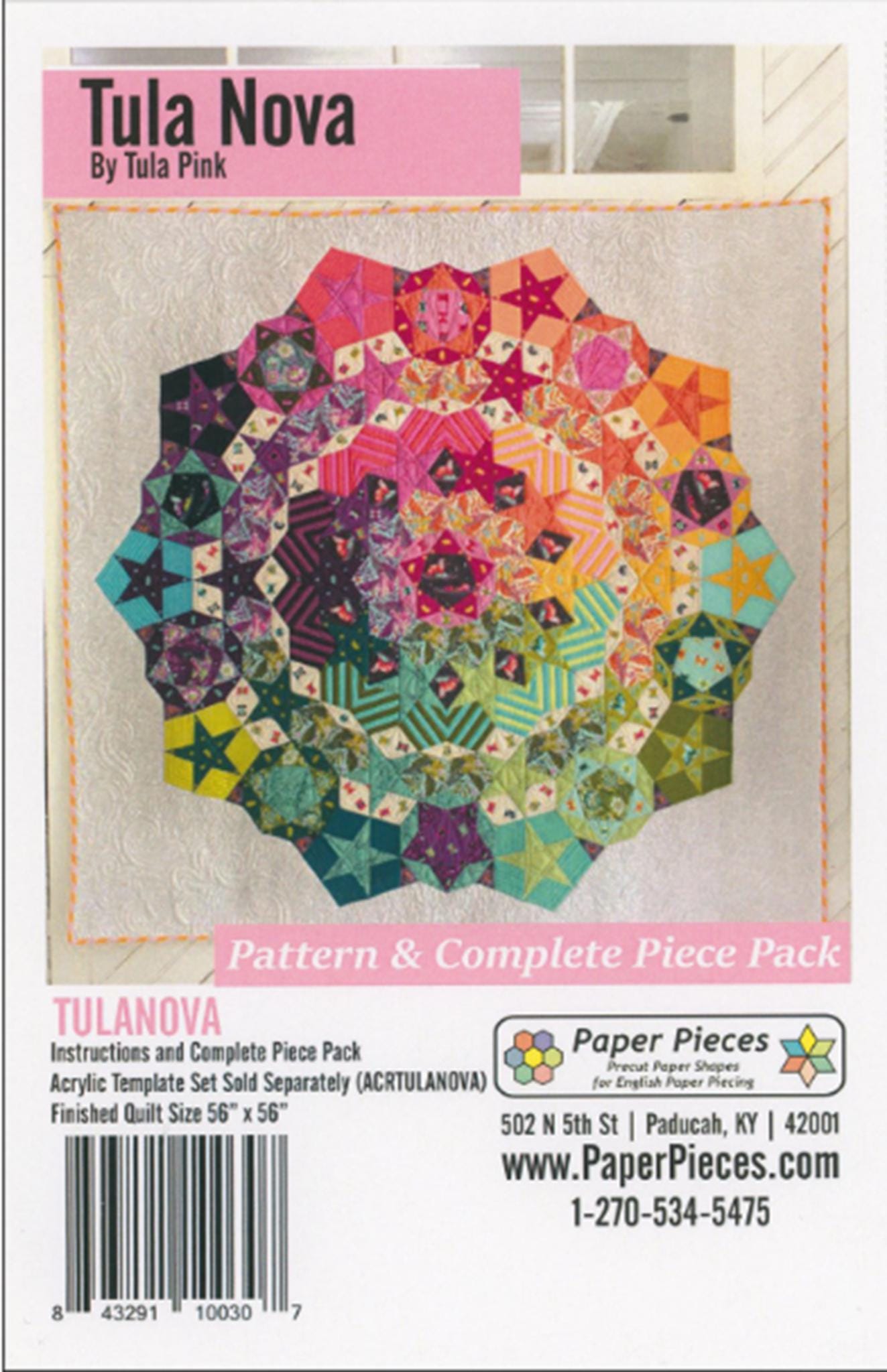 Tula Nova Quilt Pattern and Paper Piece Pack by Tula Pink (56" x 56")