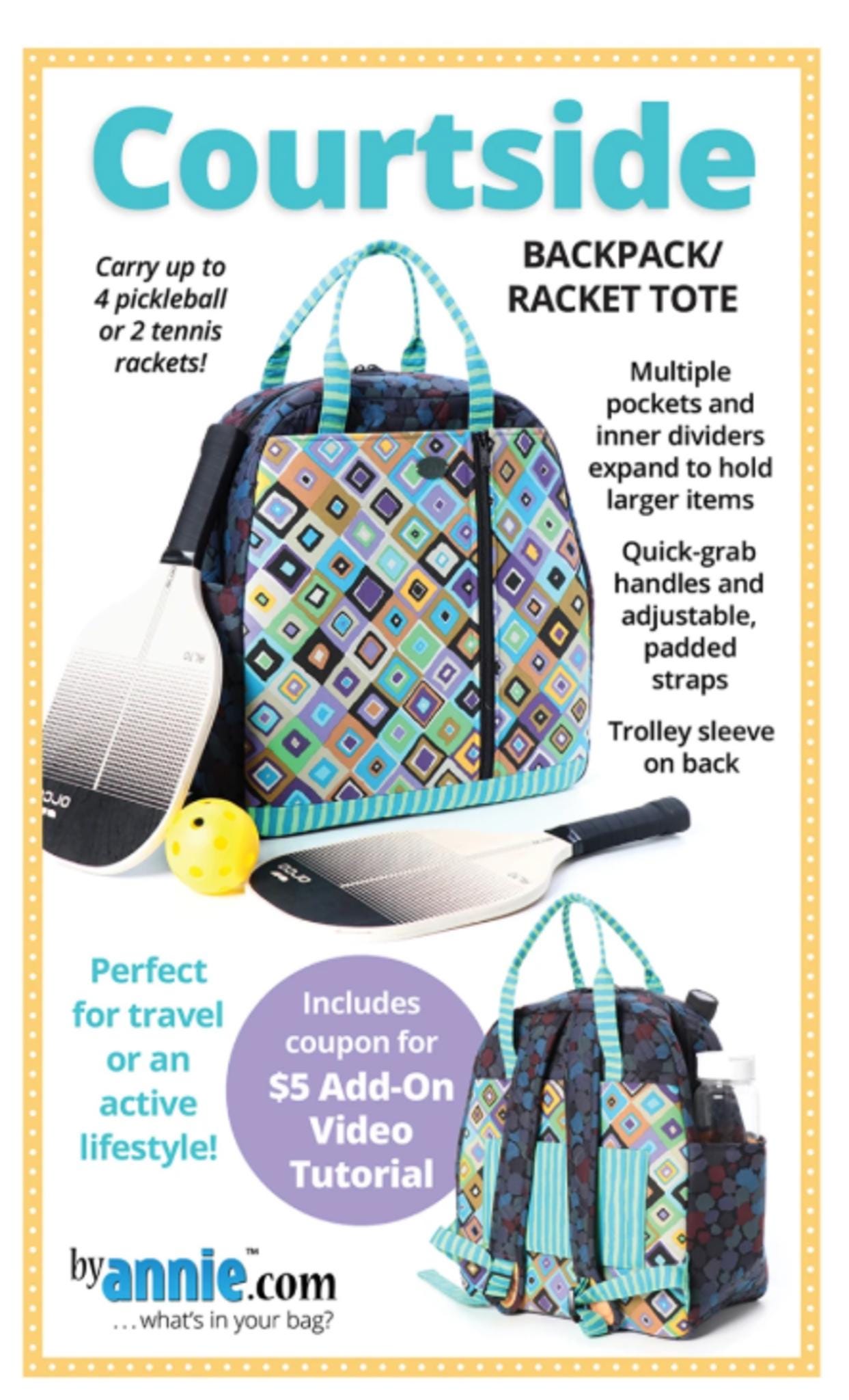 Courtside Racket Backpack Tote Pattern - byAnnie.com