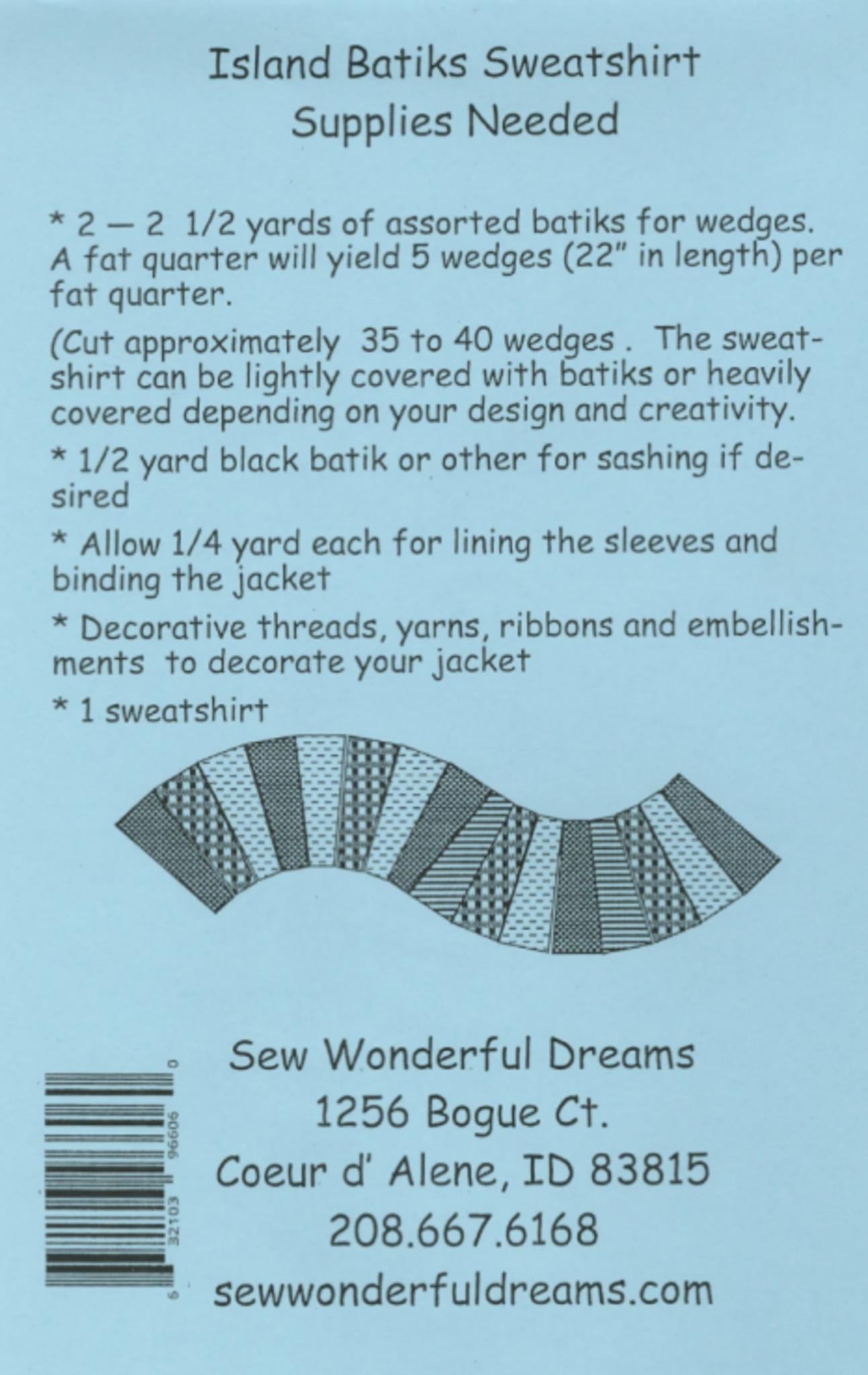 Island Batiks Sweatshirt jacket Pattern by Sew Wonderful Dreams