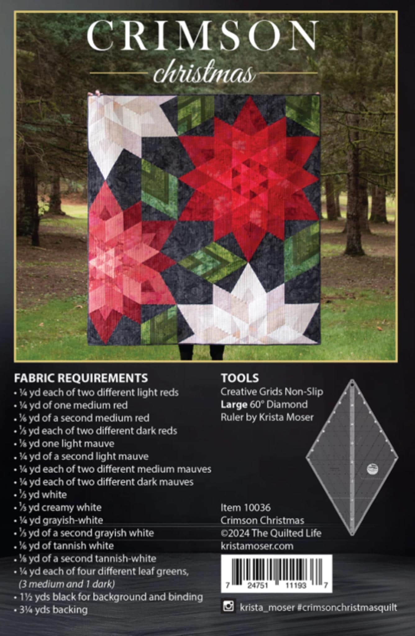Crimson Christmas Quilt Pattern by Krista Moser of The Quilted Life 52.5" x 56.5"