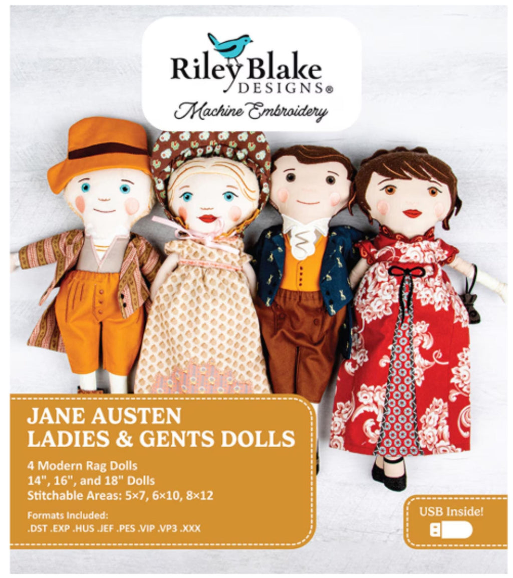 Jane Austen Ladies & Gents Dolls - Machine Embroidery USB from Riley Blake