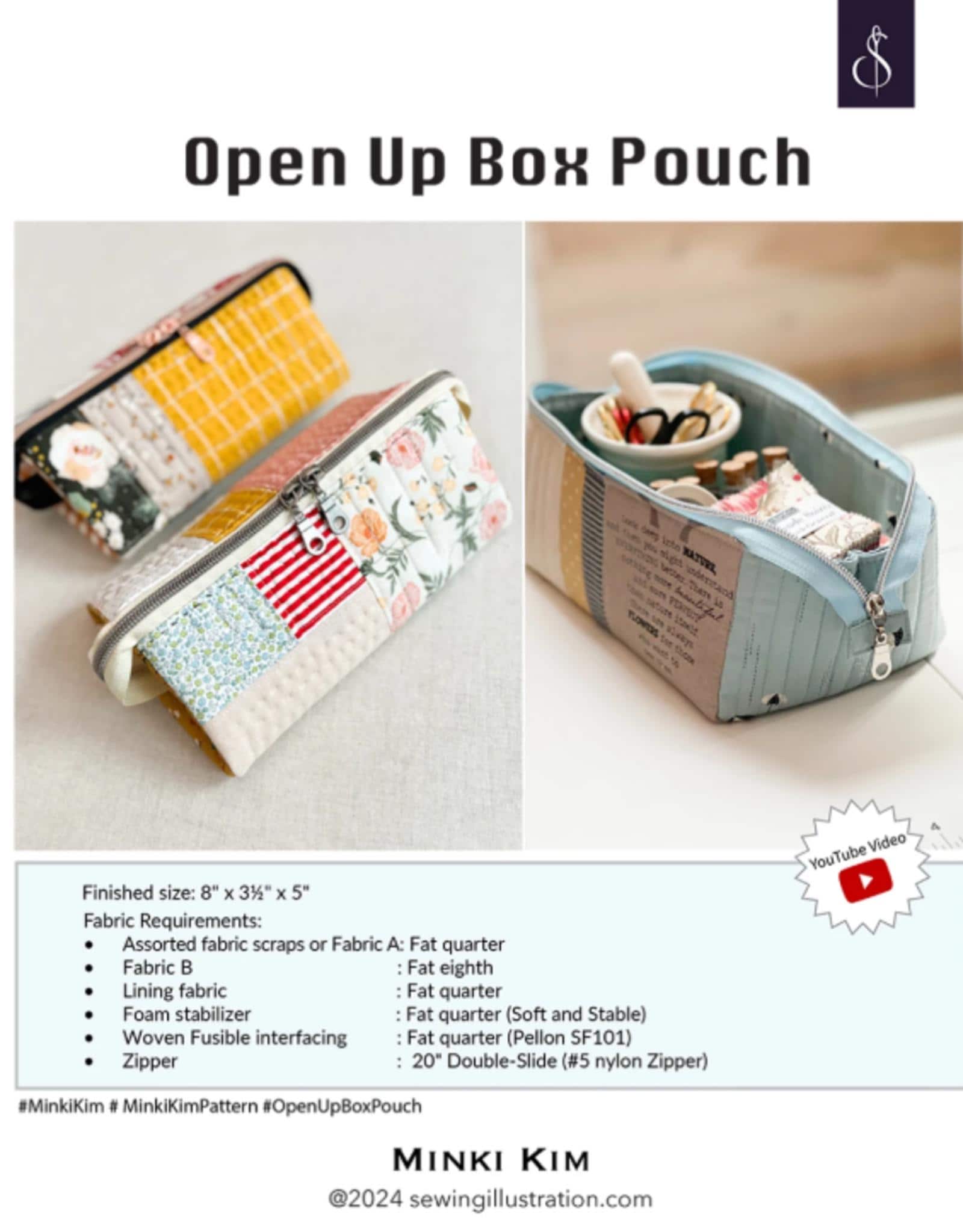 Open Up Box Pouch Pattern by Minki Kim