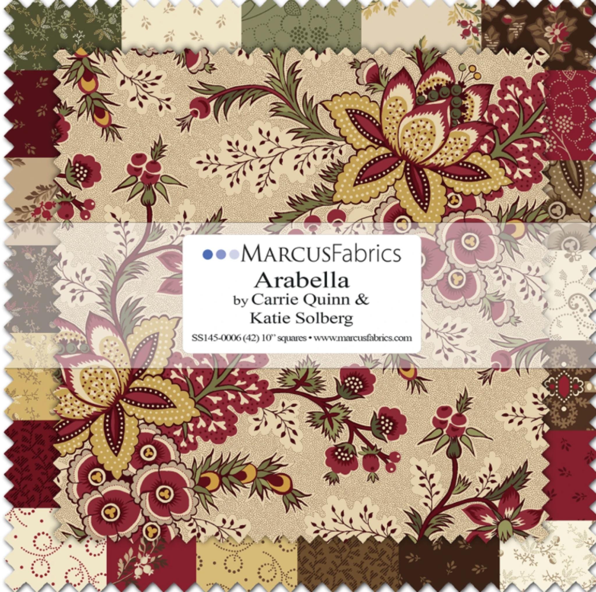 Arabella, 10 inch layer cake from Marcus Fabrics, designed by Carrie Quinn and Katie Soldberg, 42 Pcs