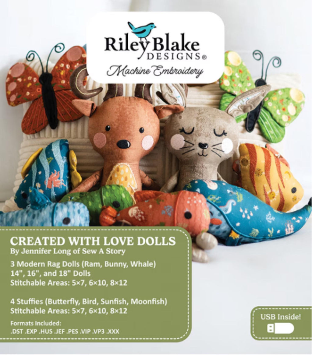 Created with Love Dolls - Machine Embroidery USB from Riley Blake