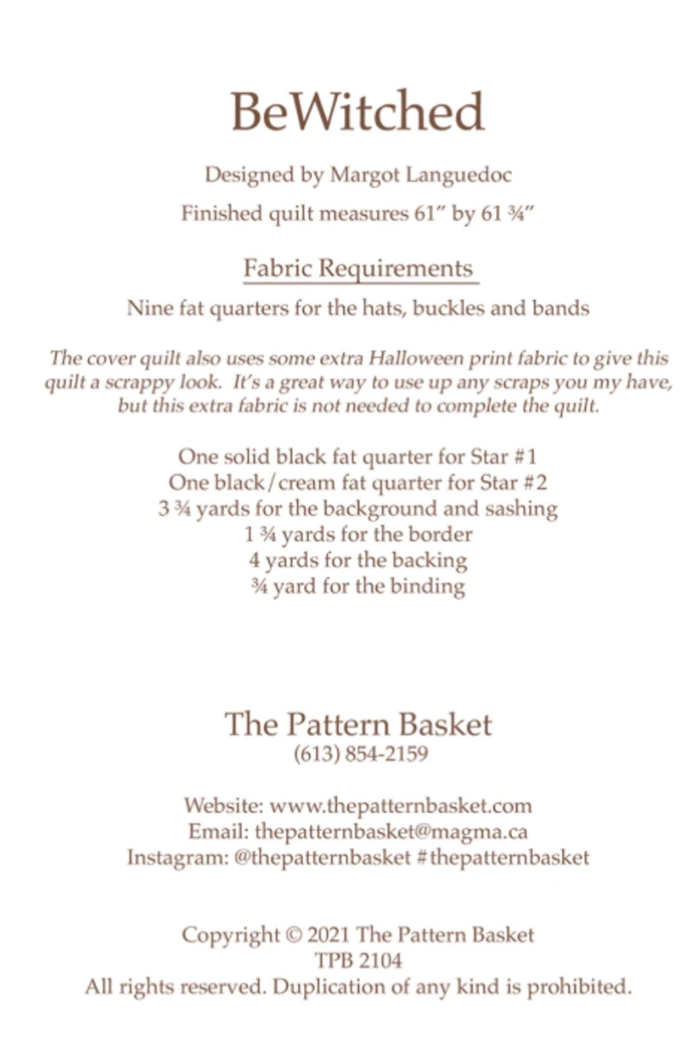 BeWitched Quilt Pattern by Margot Languedoc Designs - 61" x 61.75