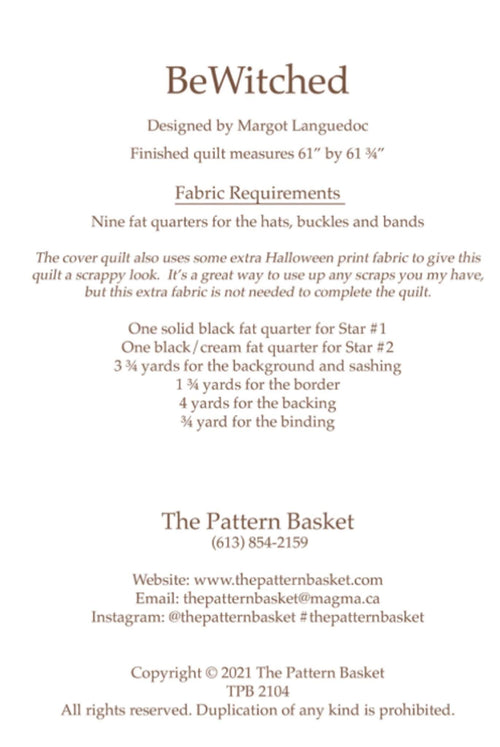 BeWitched Quilt Pattern by Margot Languedoc Designs - 61" x 61.75
