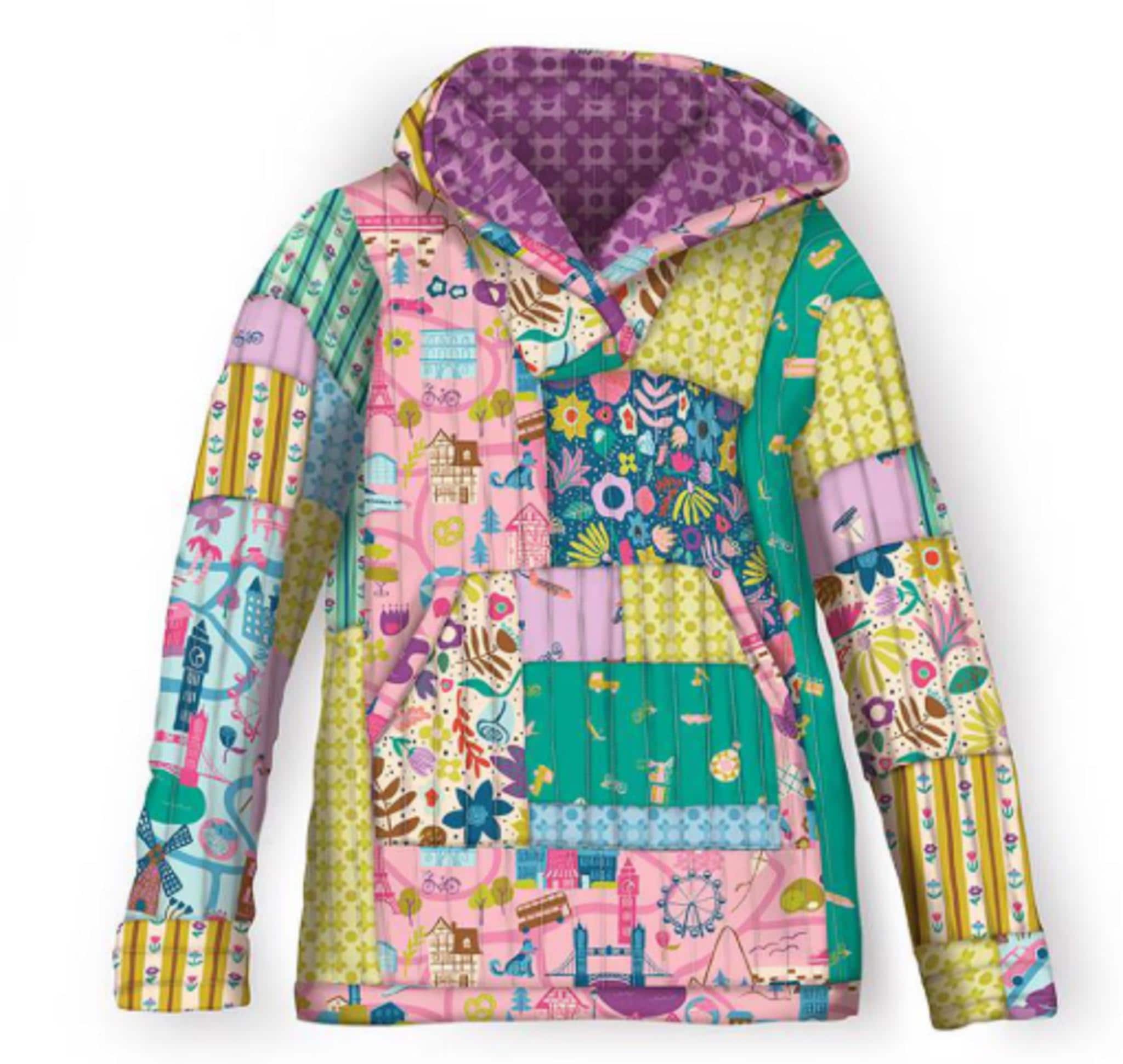 Casey Cometti Dancing Daisies Quilted Hoodie Pattern from Riley Blake Designs