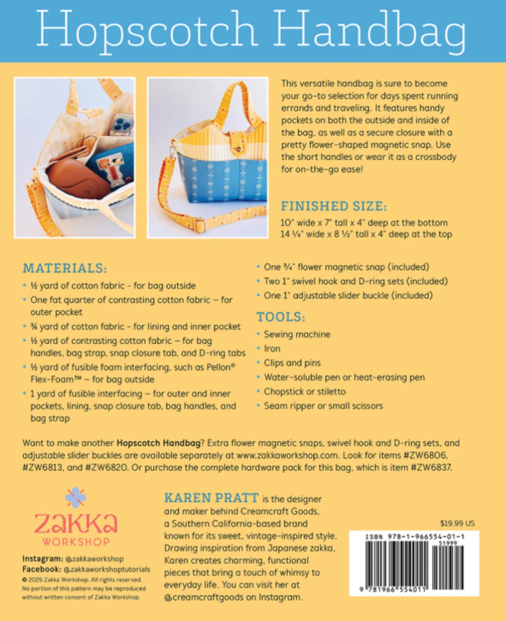 Hopscotch Handbag Kit from Zakka Workshop, designed by Karen Pratt