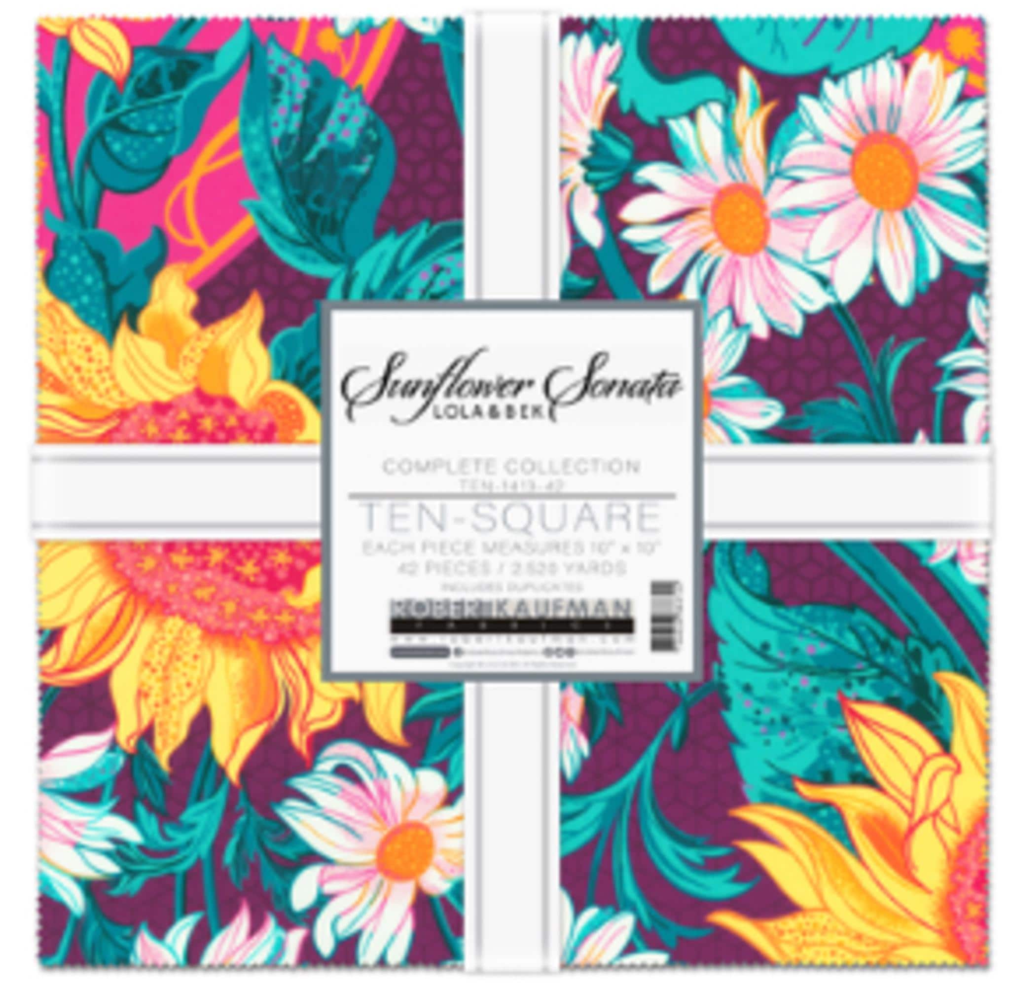 Sunflower Sonata 10 inch layer cake from Robert Kaufman Fabrics 42 Pcs