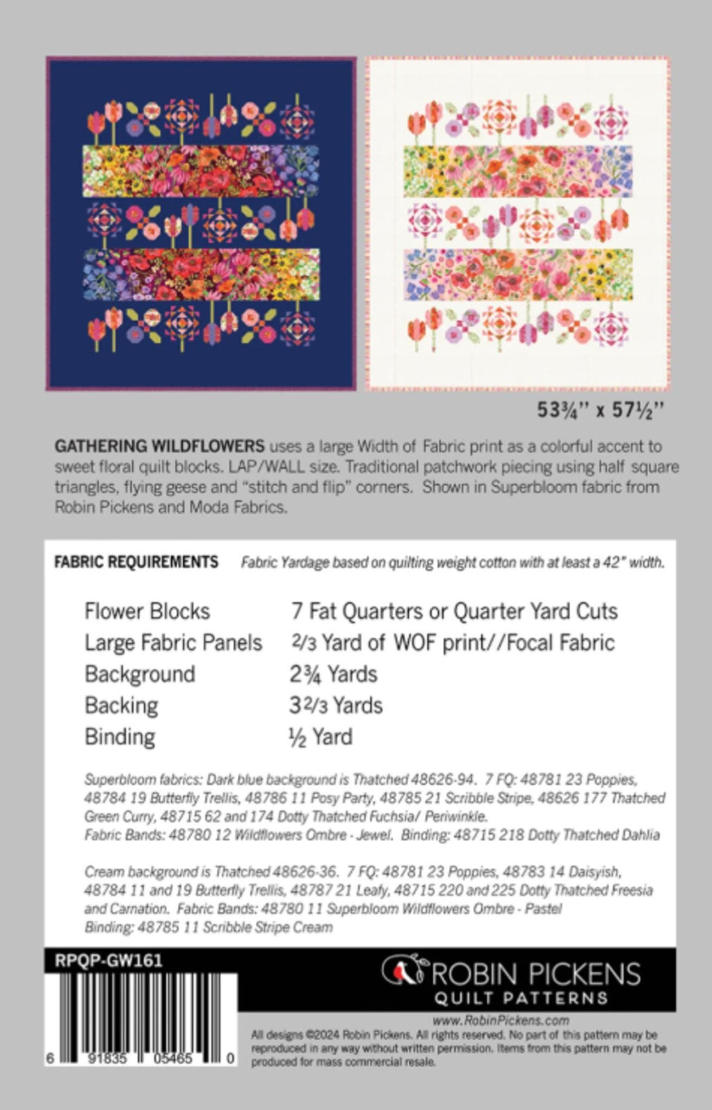 Gathering Wildflowers Quilt Pattern by Robin Pickens