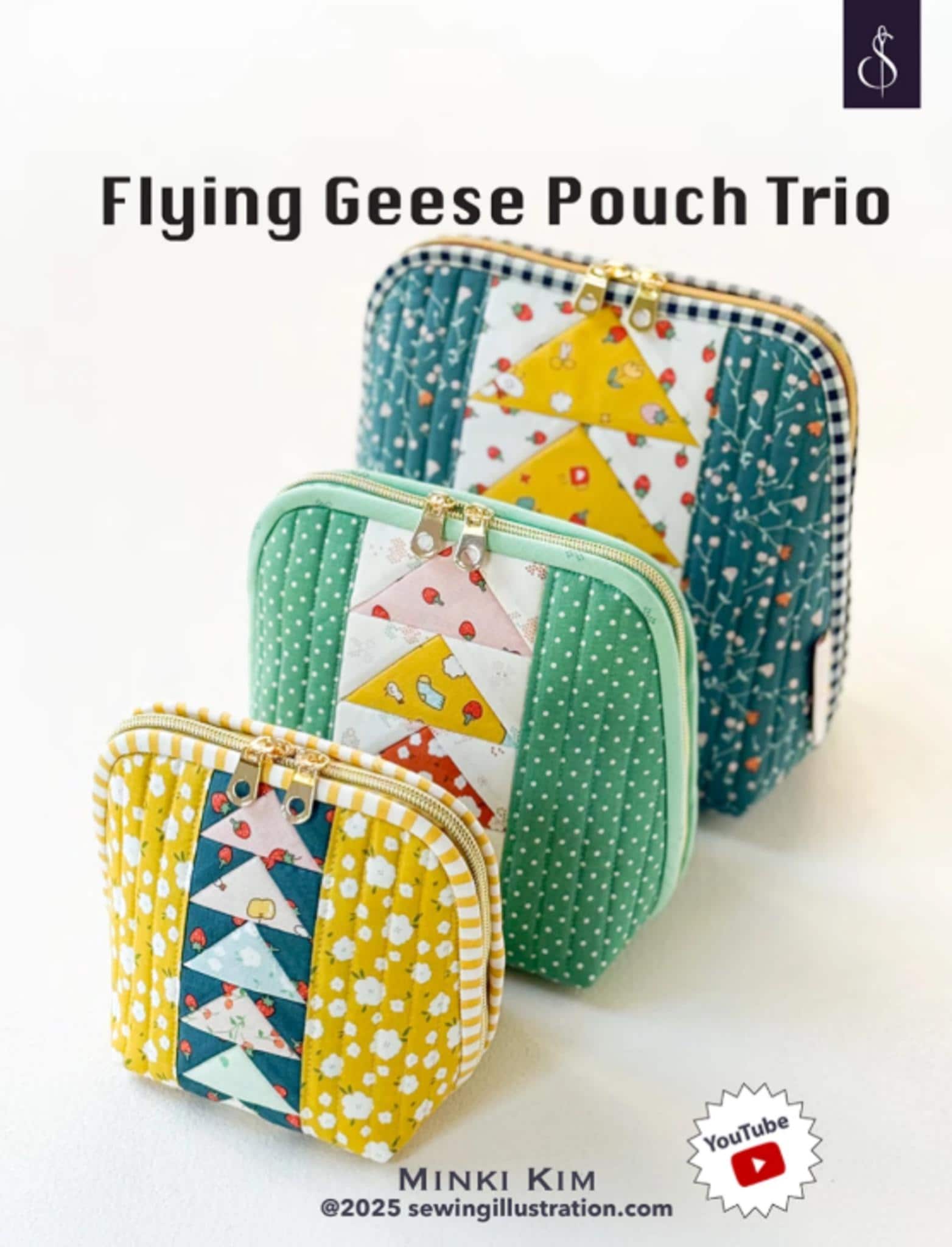 Flying Geese Pouch Trio by Minki Kim