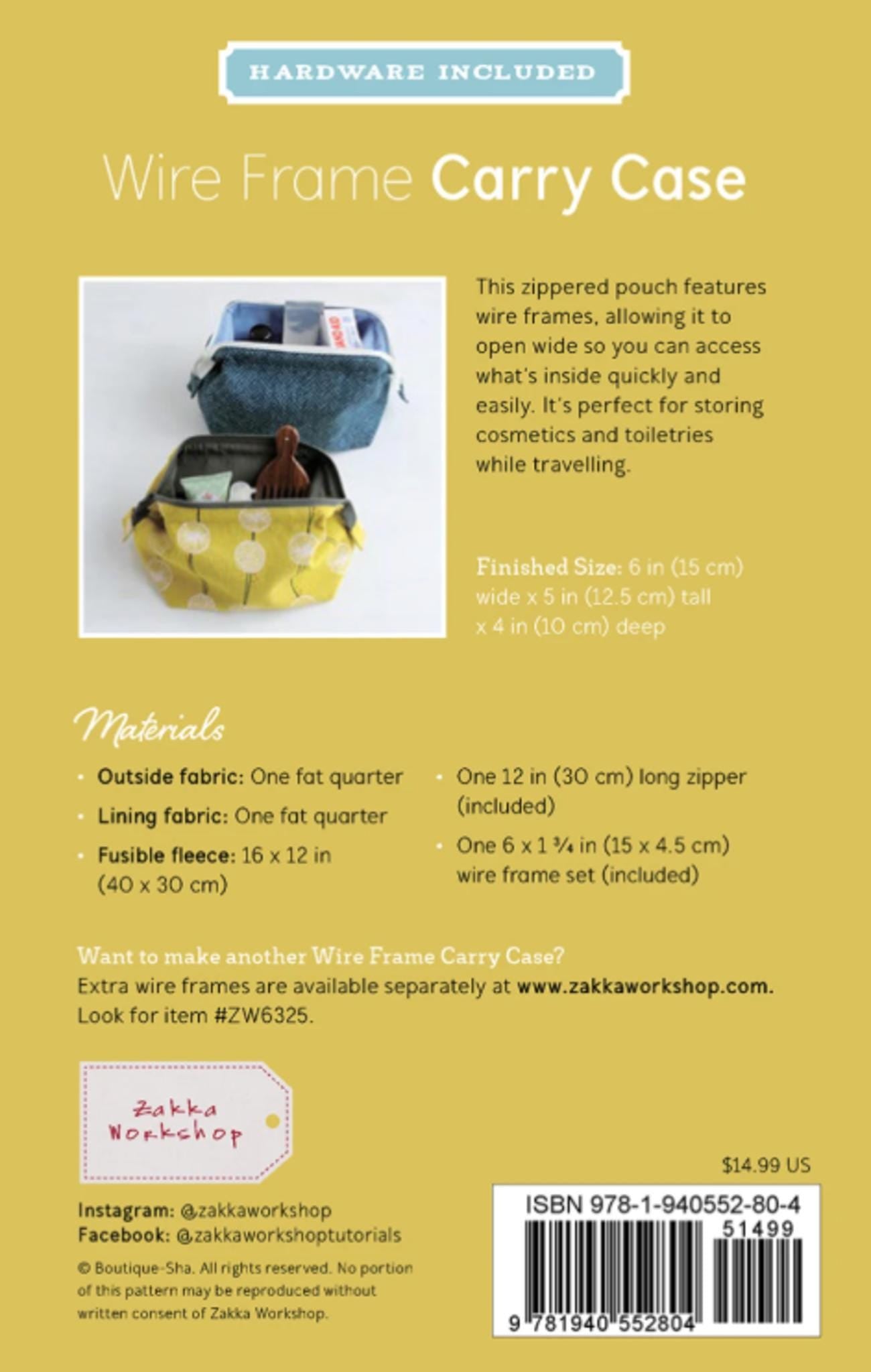 Wire Frame Carry Case from Zakka workshop - includes wire frame and zipper