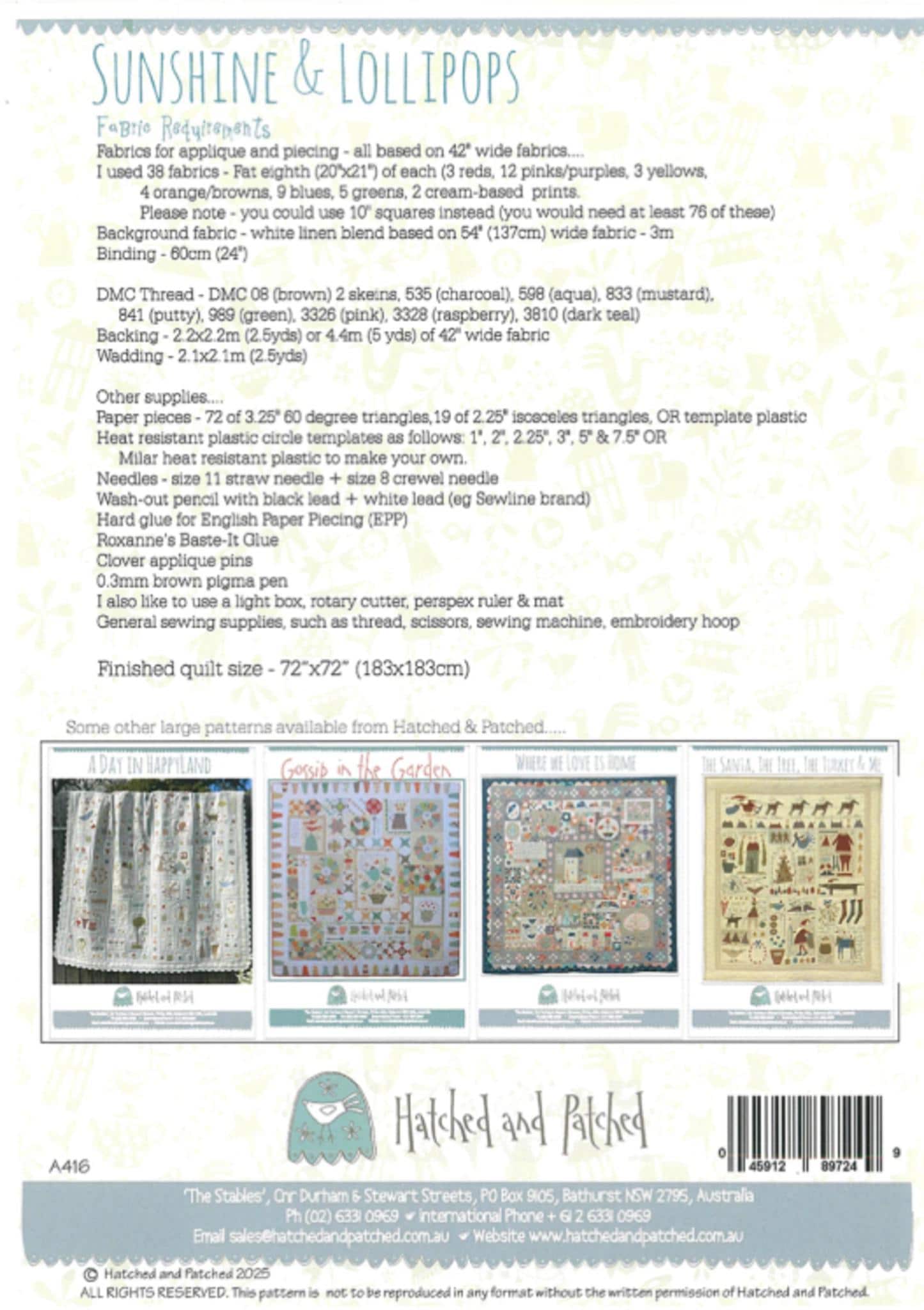 Sunshine & Lollipops Quilt Pattern by Anni Downs of Hatched and Patched