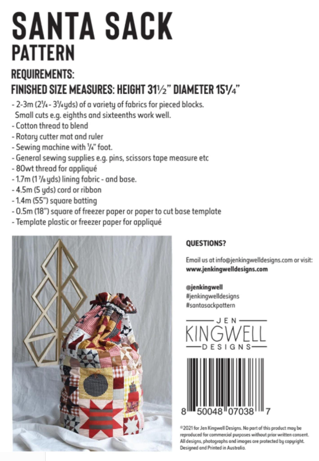 Santa Sack Pattern by Jen Kingwell