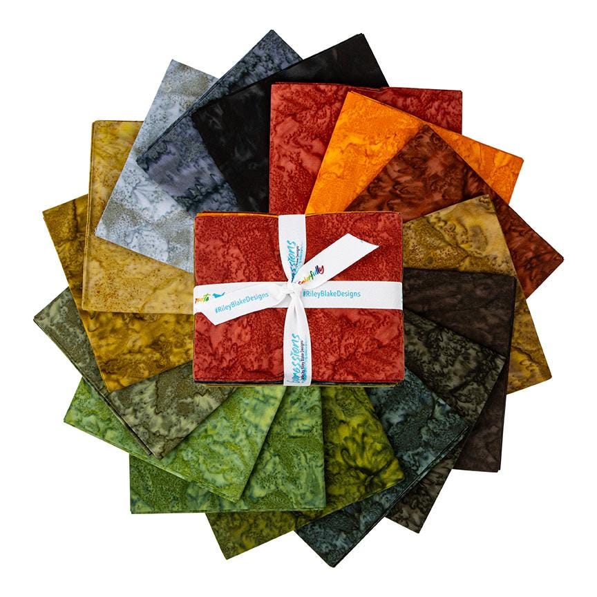Batiks Hand-Dyes Woodland Elegance 16-piece Fat Quarters from Riley Blake