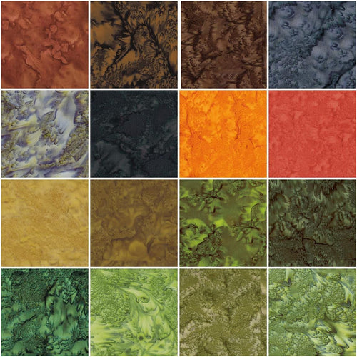 Batiks Hand-Dyes Woodland Elegance 16-piece Fat Quarters from Riley Blake