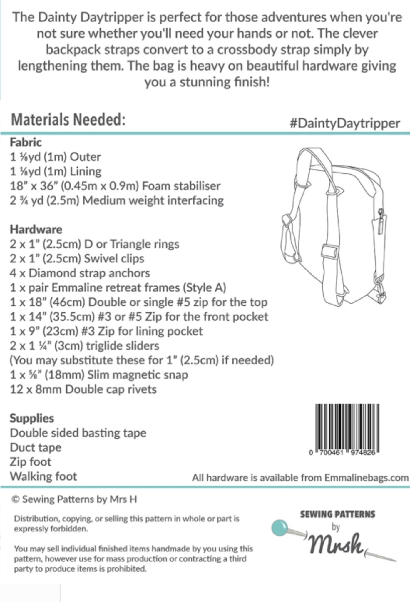 The Dainty Daytripper Sewing Pattern from Sewing Patterns by Mrs H