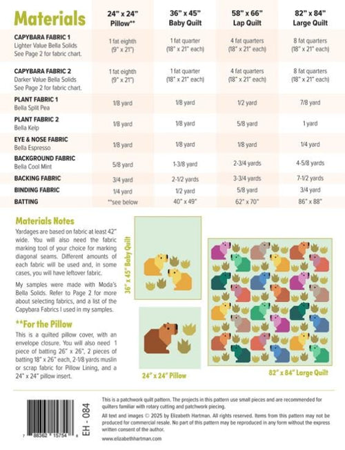 Capybara Quilt Pattern by Elizabeth Hartman: Two Sizes