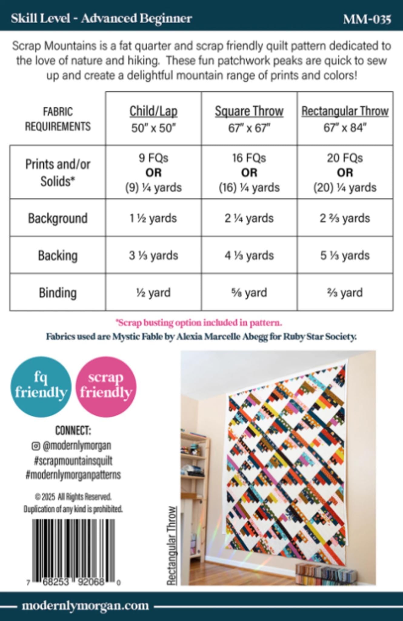 Scrap Mountains Quilt Pattern from Modernly Morgan - included 3 sizes