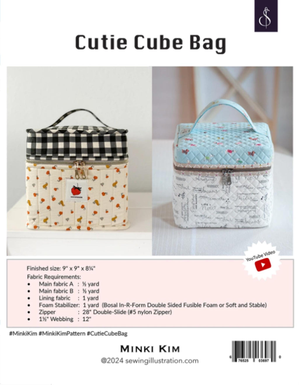 Cutie Cube Bag Pattern by Minki Kim