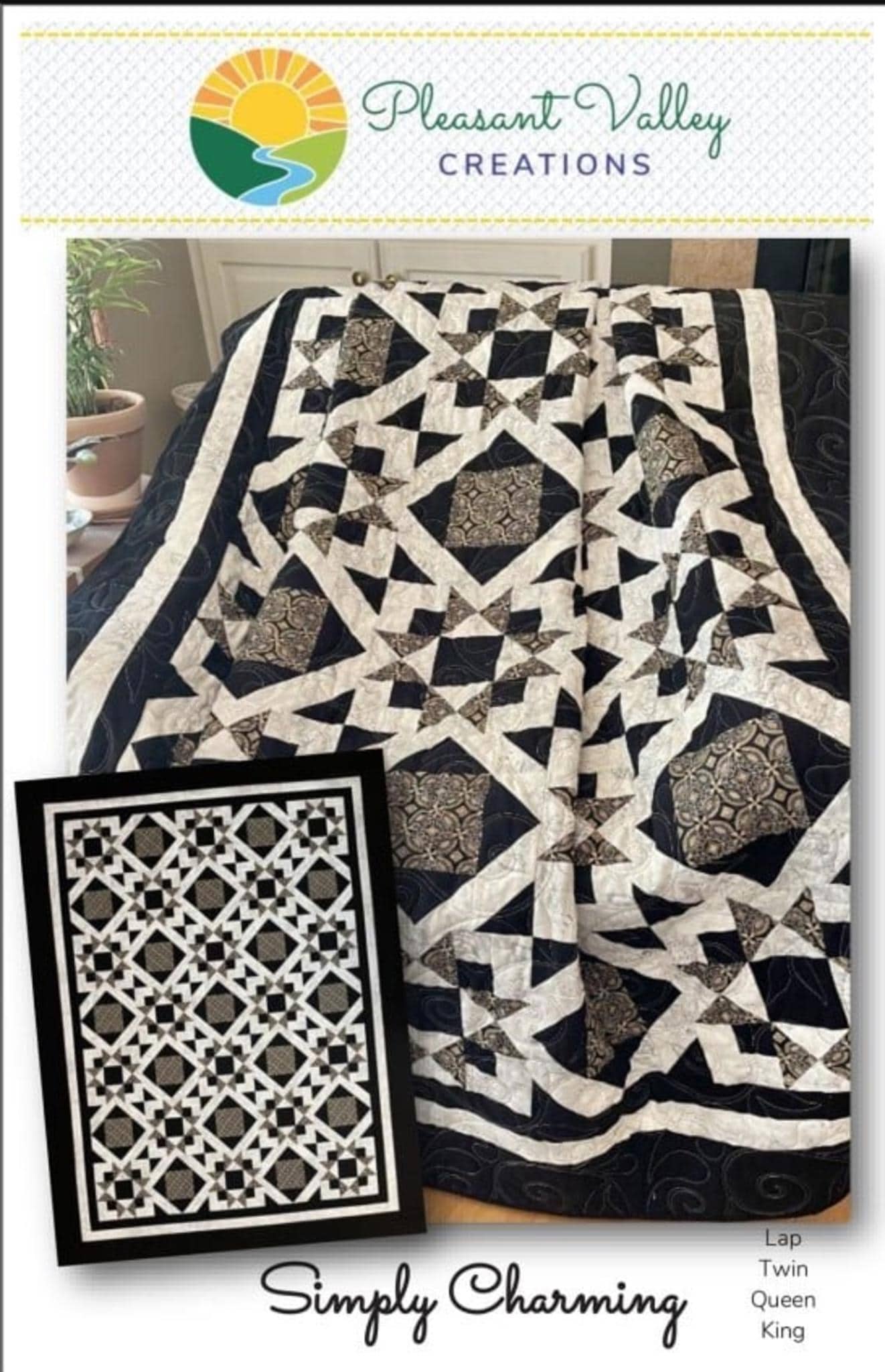 Simply Charming Quilt Pattern for 4 sizes, by Designer Diana Beaubien for Pleasant Valley Creations