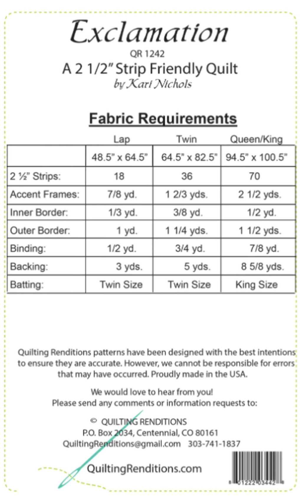 Exclamation Quilt Pattern from Quilting Renditions