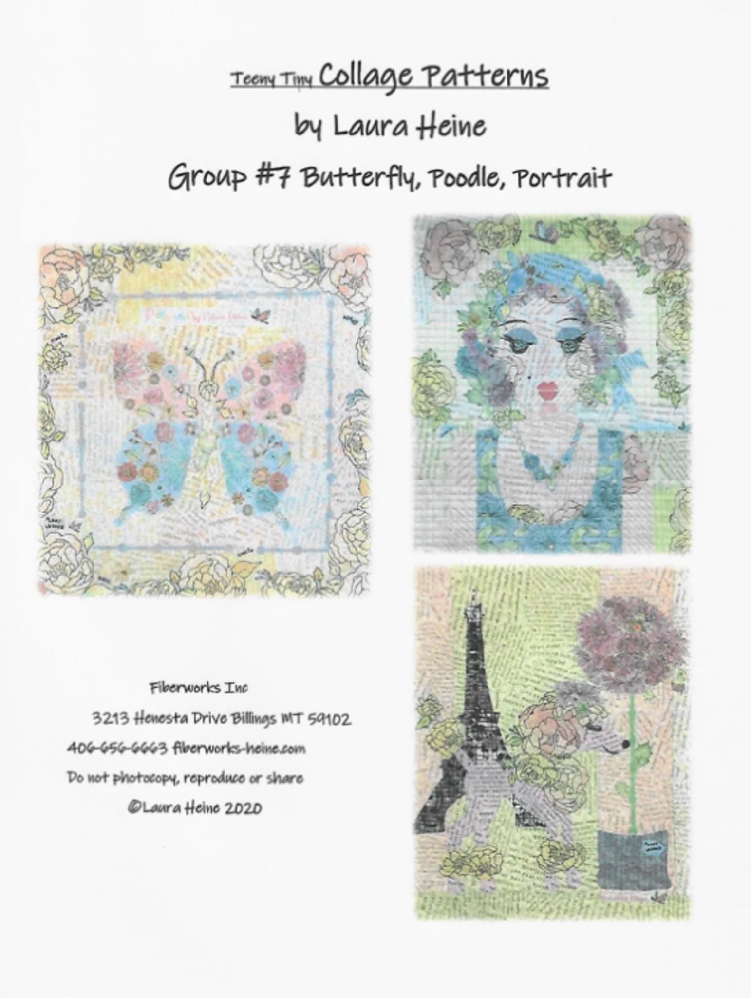 Teeny Tiny Collage Quilt Patterns #7 by Laura Heine - Butterfly, Poodle, Portrait