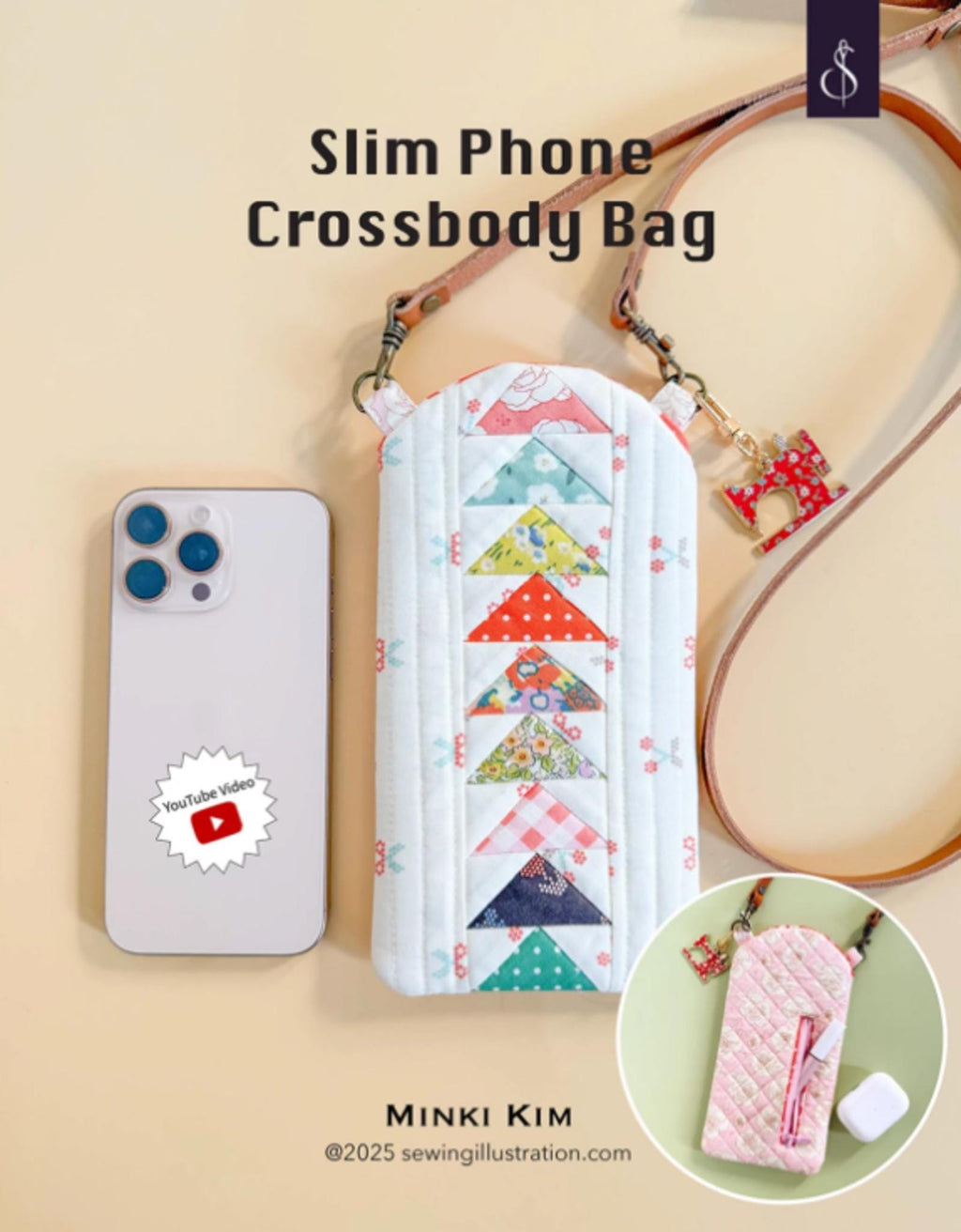 Slim Phone Crossbody Bag Pattern by Minki Kim
